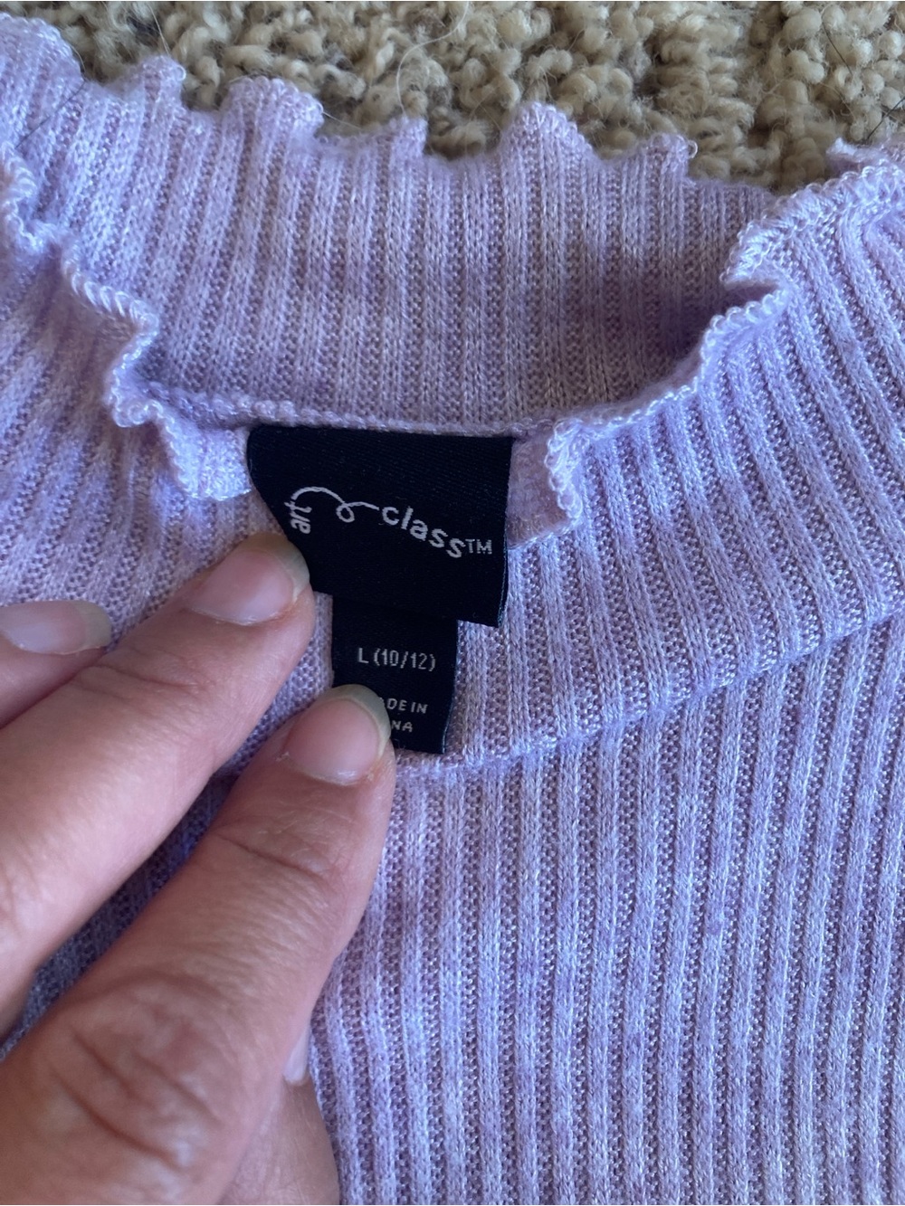 art class Lavender Ribbed Long-Sleeve Mock Neck Top - Picture 2 of 5